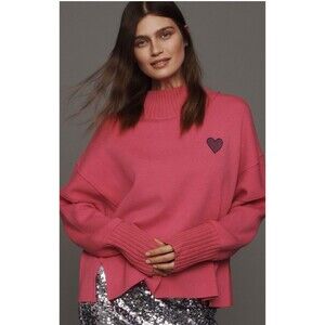 Anthropologie Maeve Turtleneck Sweater Women Pink Logan Preppy Comfy Sz XXS NWT